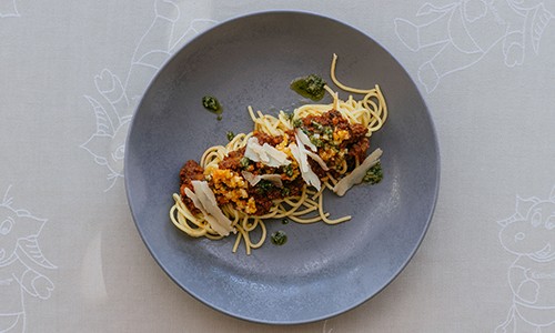 Hotel Reiters Finest Family - Children`s dish Spaghetti Bolognese with pesto